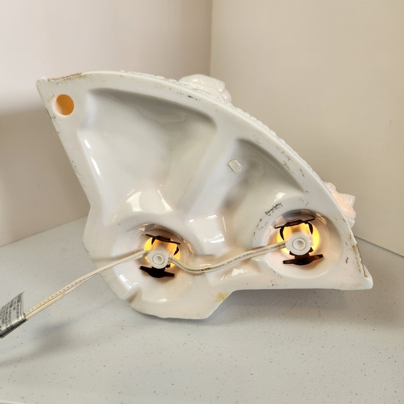 Santa Claus Christmas Eve Fireplace Light Up Lamp Vintage White Gold Decoration - Picture 8 of 12